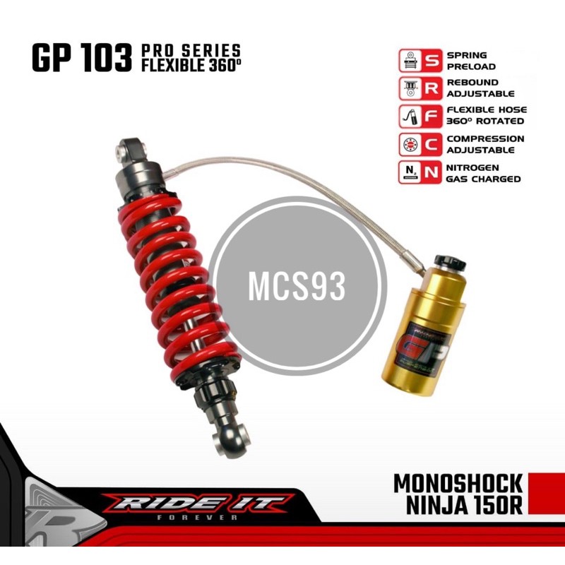 MONOSHOCK NINJA150R TABUNG PISAH RIDE IT GP SERIES PREMIUM