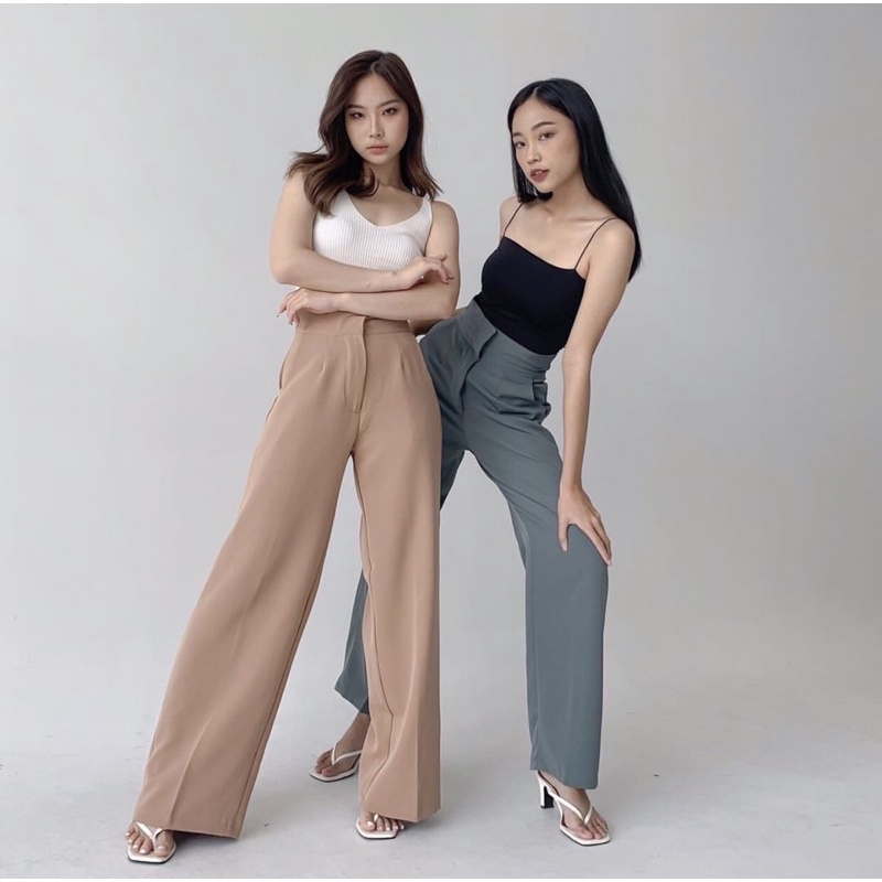 ZOEY CULLOTES KOREA LONG PANTS - CELANA KULOT WANITA PREMIUM - CELANA  KERJA PANJANG FORMAL WANITA - FLOWY PANTS - CELANA BAHAN - HADIAH ATAU KADO ULTAH CEWEK