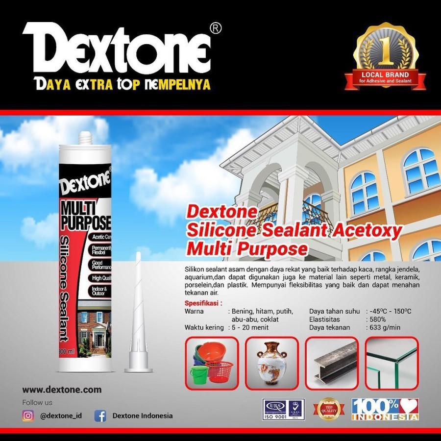 Lem Sealant Dextone Multi Purpose Silicone Sealent Bisa Indoor Outdoor Serba Guna Merekat Semua Material