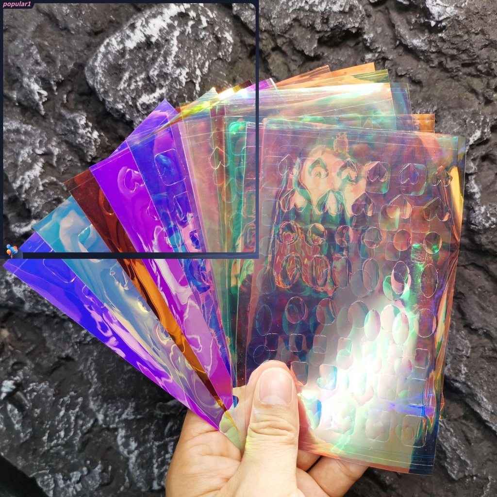 11pcs / set Stiker Kuku Holografik Aurora DIY