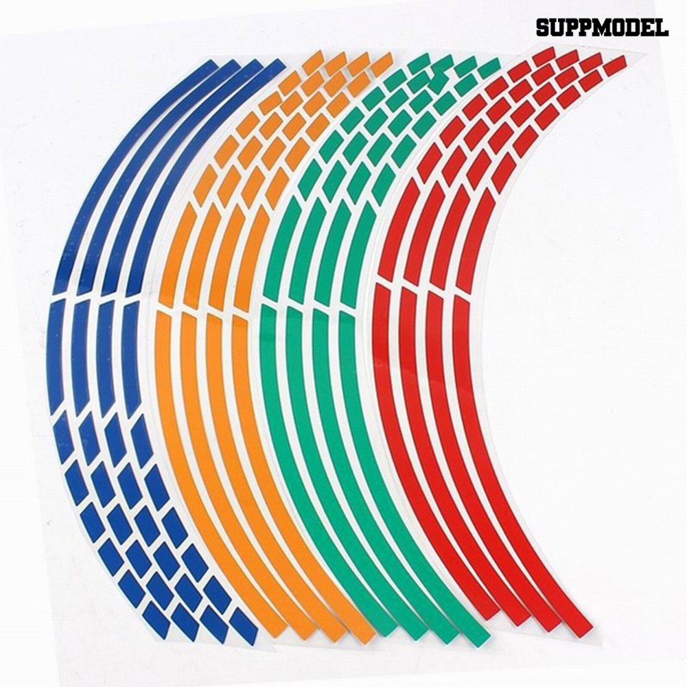 Supmodel 16pcs Stiker Strip Reflektif Untuk Dekorasi Velg Sepeda Motor Mobil