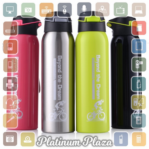 BTD Botol Minum Sepeda Thermos Bicycle Kettle Drink Bottle Stainless Steel 500ml - A1A`3NZHC5- Black