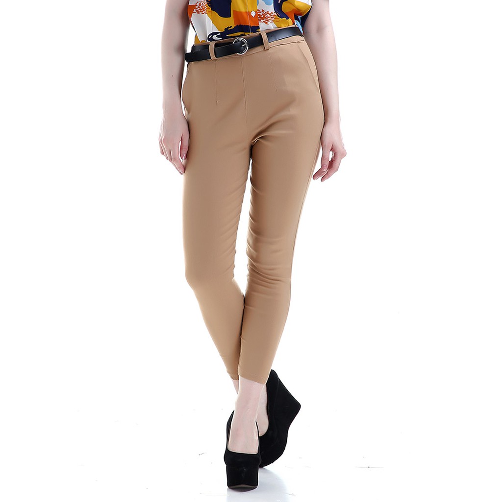 Hazel Celana Chino Wanita Bawahan Kasual Baggy Pants Woman - Cream