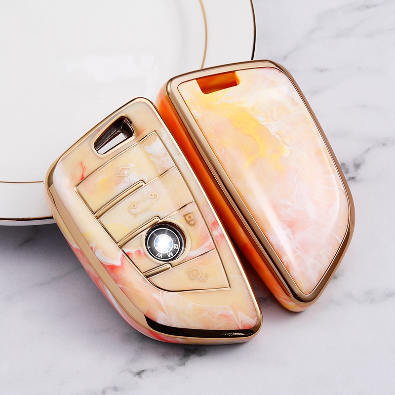 Casing Kunci Mobil Bahan TPU Motif Giok Untuk BMW X1 X3 X5 X6 X7 1 3 5 6 7 Series Z4 G20 G30 G11 F15 F16 f39 G01 G02 F48