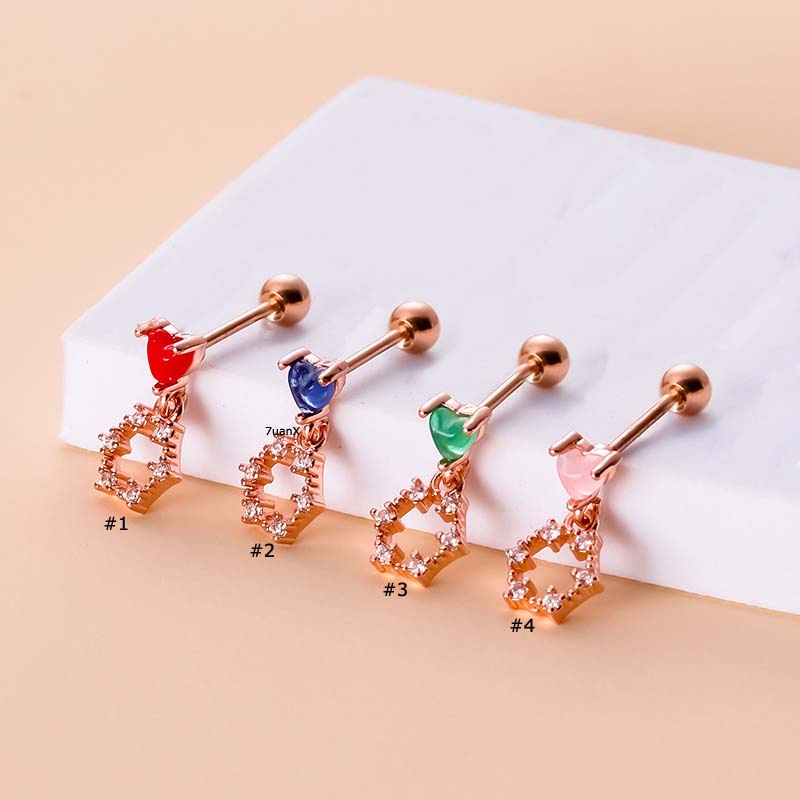 1pc Anting Stud Tindik Hypoallergenic Bahan Stainless Steel Ukuran 20Gauge Untuk Wanita