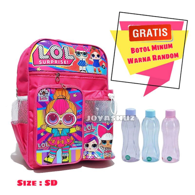 Tas Sekolah Anak Karakter Kartun GRATIS Botol Minum / Tas Anak TK SD / Tas LOL / Tas Frozen