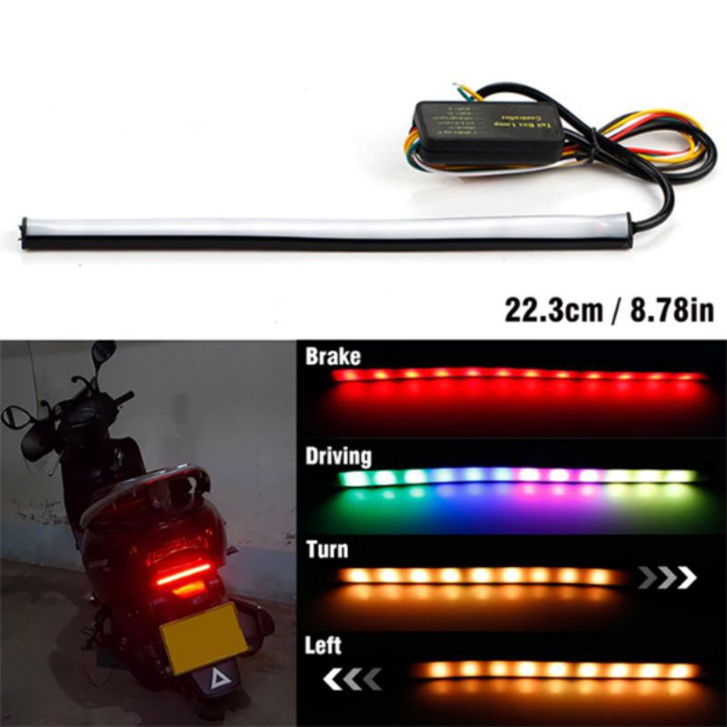 TERMURAH Lampu LED RGB Rem SEIN BELOK Motor Flexibel 23 cm RGB Lampu Plat belakang Motor harga per 1 buah