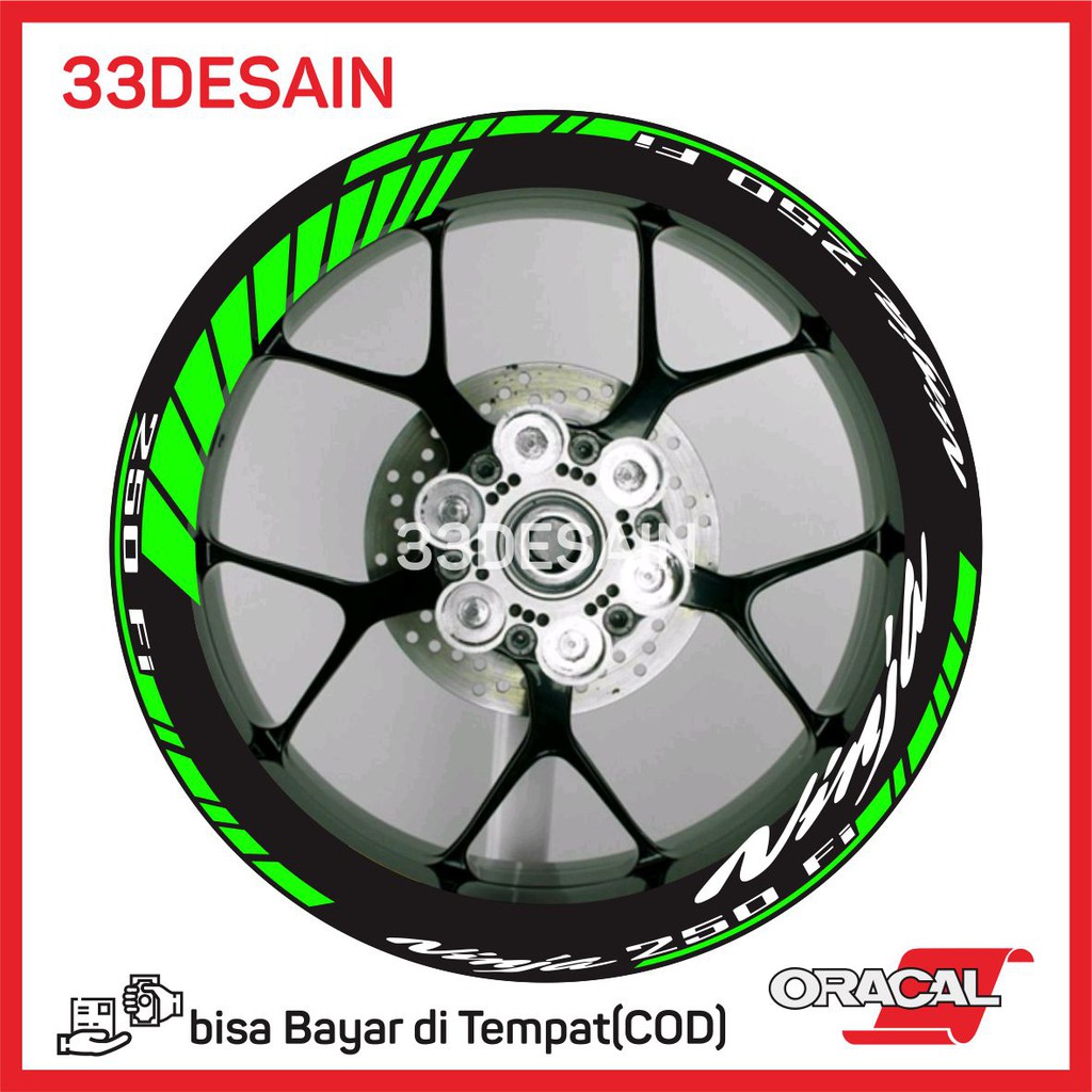 Aksesoris Motor Stiker Cutting Velg Kawasaki Ninja 6 Hijau