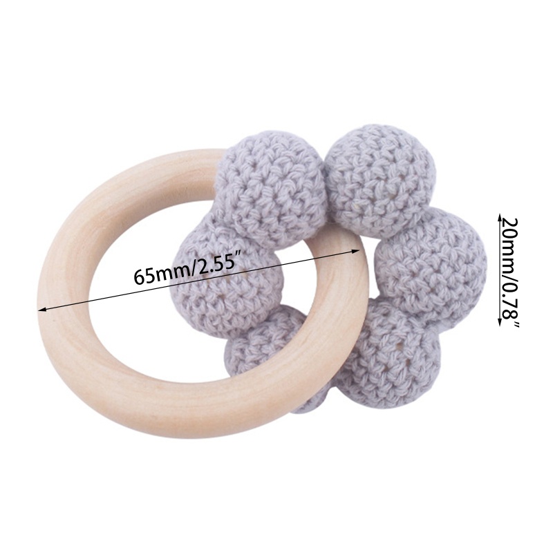 Mary Mainan Rattle Teether Manik-Manik Kayu Untuk Bayi