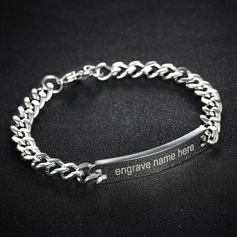 Gelang Bangle Cuff Bahan Stainless Steel Motif Ukir Untuk Pasangan