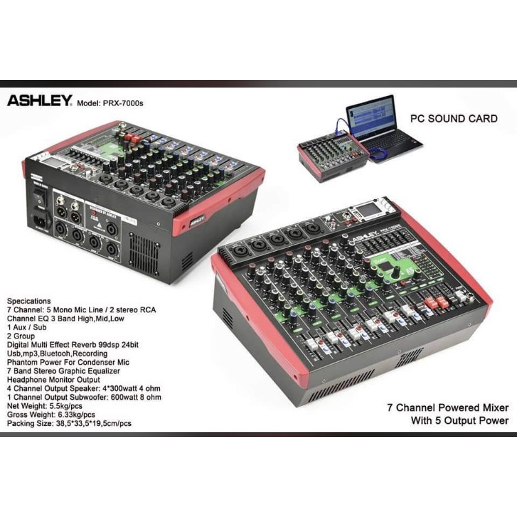 POWER MIXER ASHLEY PRX 7000S ORIGINAL PRX7000S 7 CHANNEL