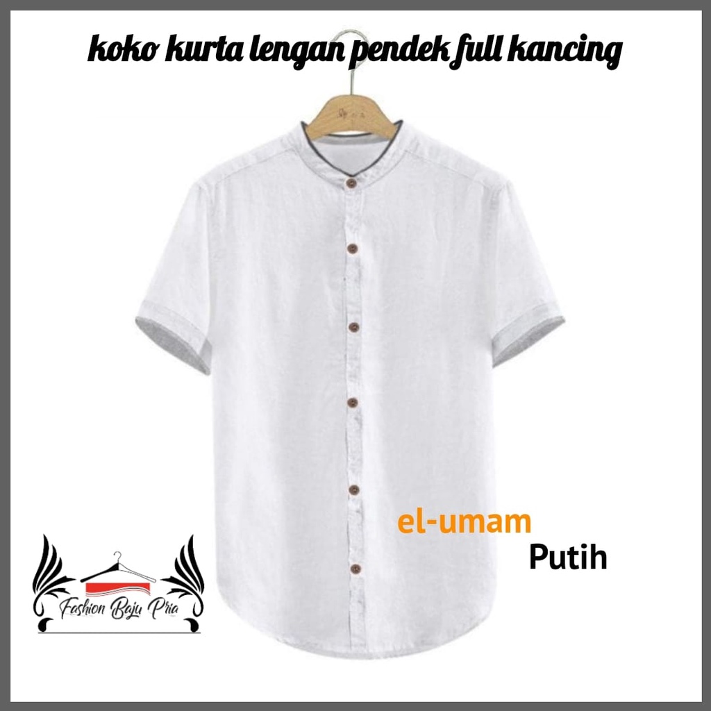 Baju Koko Kurta Pria Terbaru Kemeja Koko Fashion Muslim Kurta Polos Full Kancing Matt Katun Adem Slim