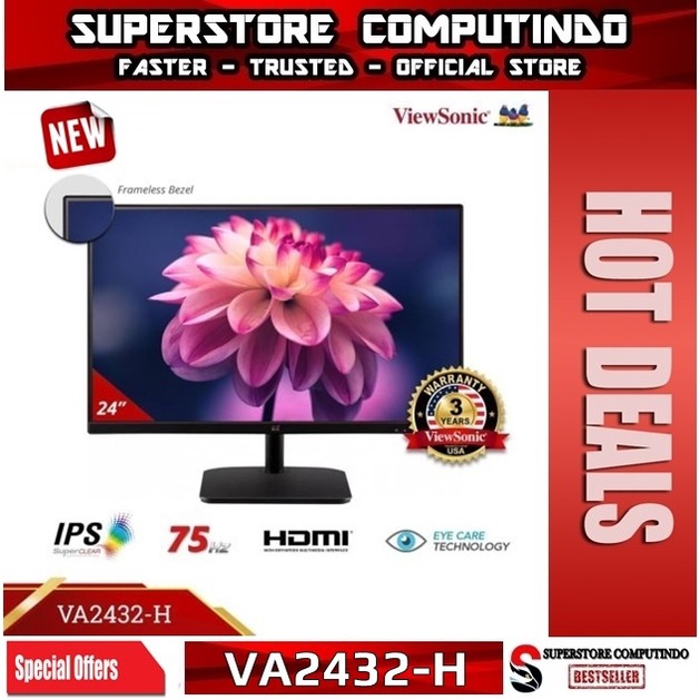 Monitor LED Viewsonic VA2432-H 24&quot; IPS 75Hz Full HD VGA HDMI Frameless