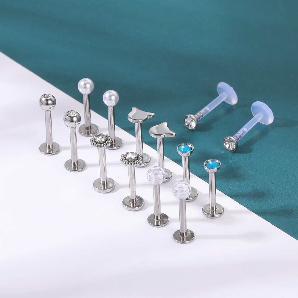 10-30Pcs/lot Stainless Steel Labret Piercing Color Crystal Lip Studs Cartilage Tragus Earrings Acrylic Helix Piercings Body Jewelry