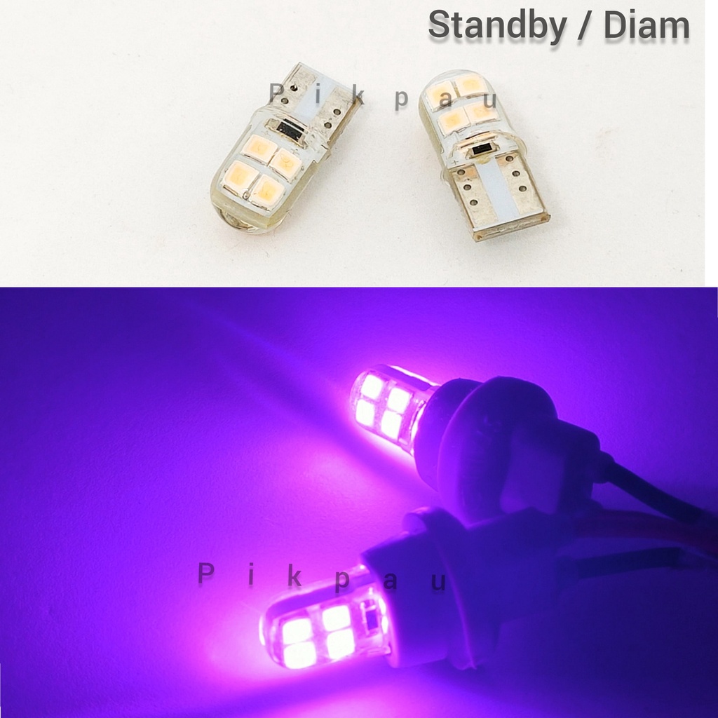 Sepasang Lampu sein senja T10 Jelly Mini standby T10 Sen Biru dan Ungu