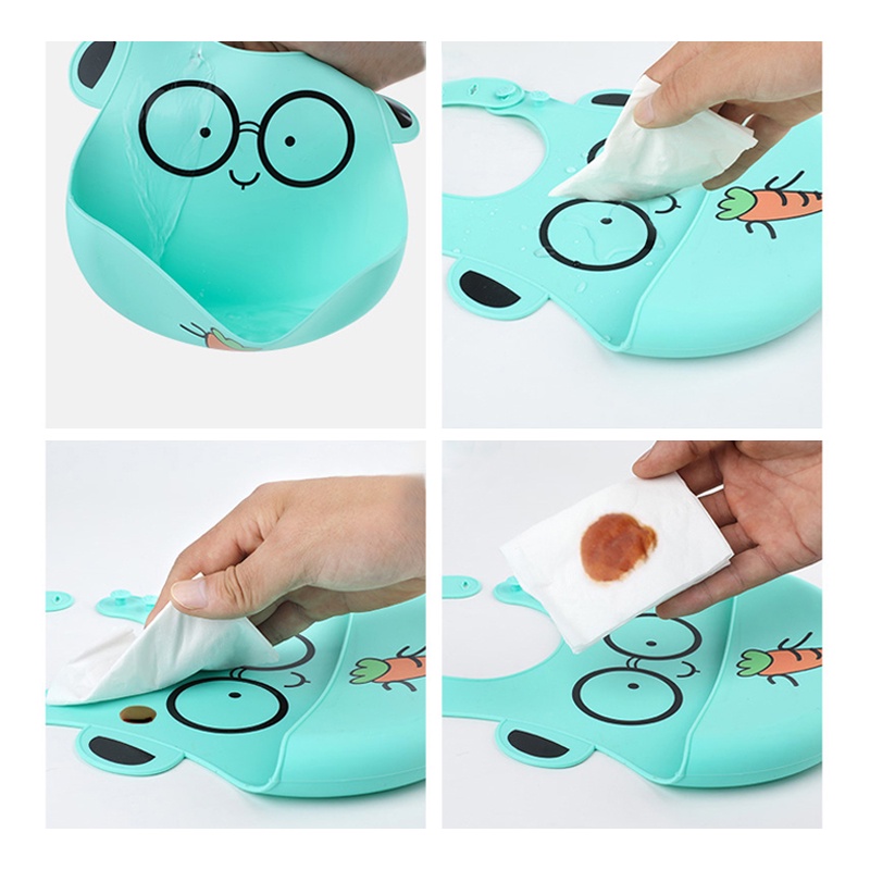 Baby Feeding Apron Full Silicone/Bayi silikon bib/Kartun bayi silikon bib/Celemek Bayi  L297