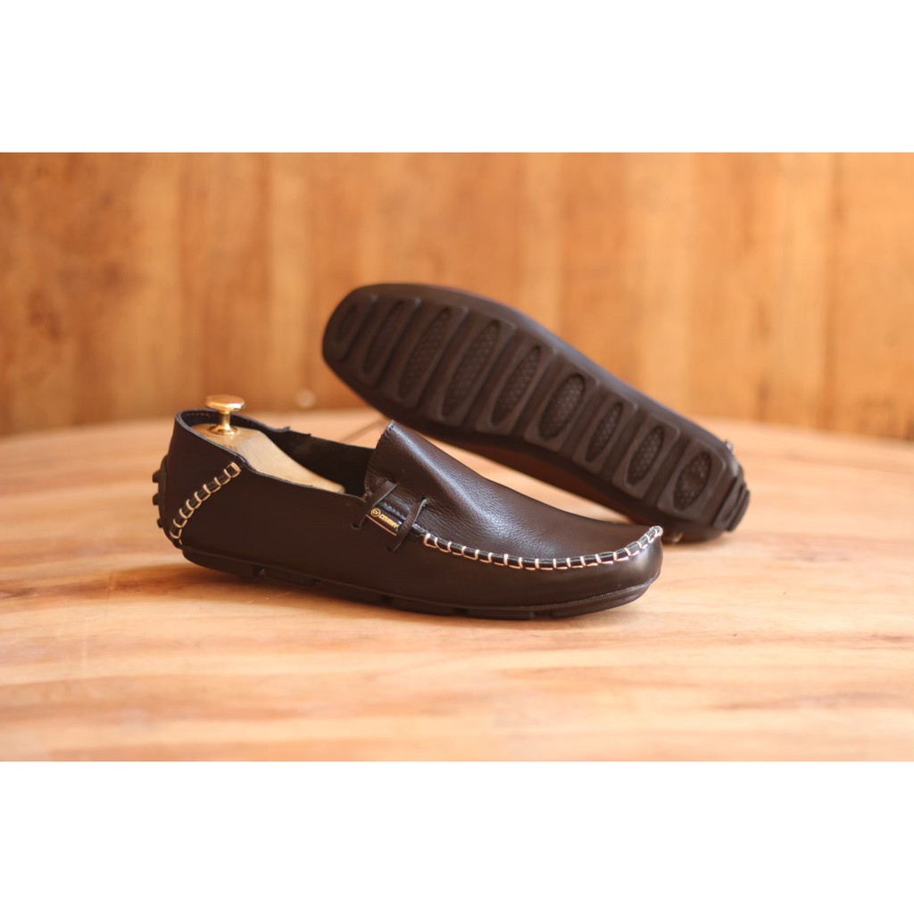 Sepatu pria slip on leather cevany mocclea kulit sapi original warna hitam dan coklat