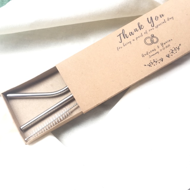 Souvenir Stainless Straw Sedotan Paperbox Paperbag Rustic