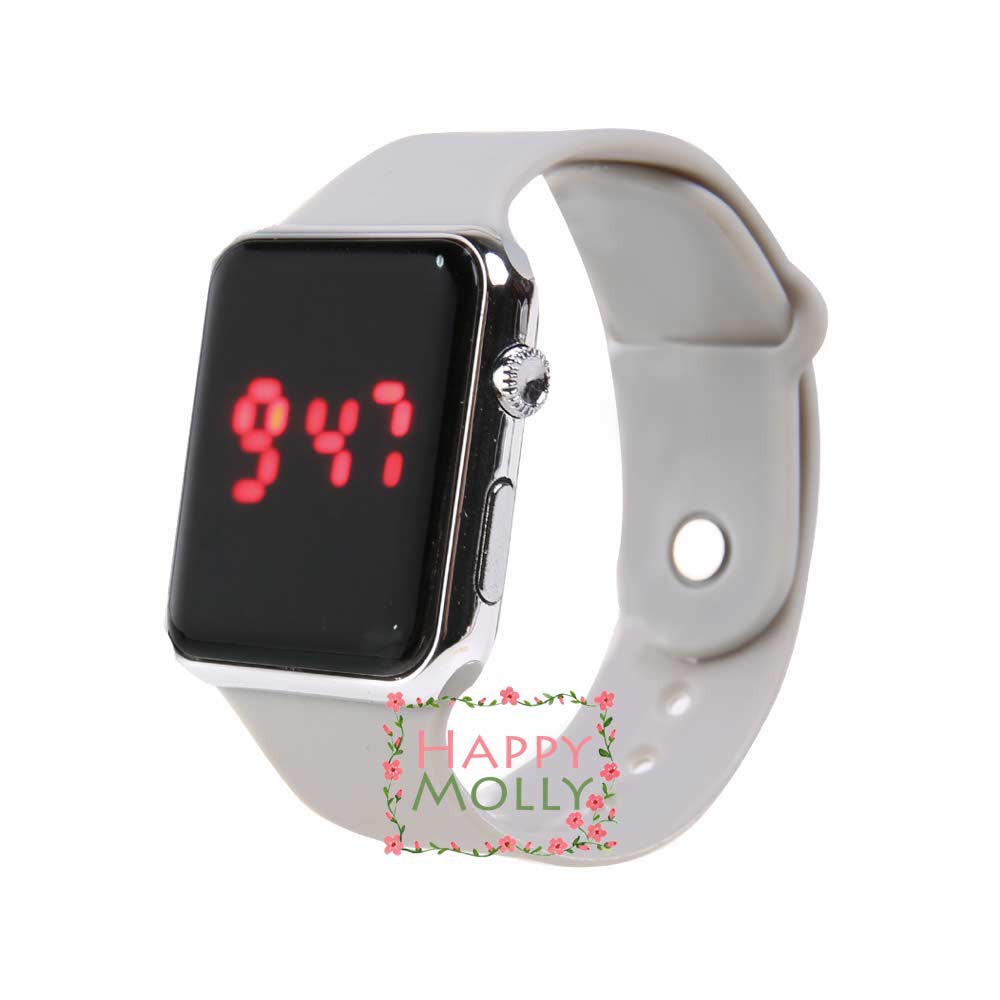 LED Watch [ Grey Silver ] Jam Tangan Digital Pria &amp; Wanita - Strap Rubber