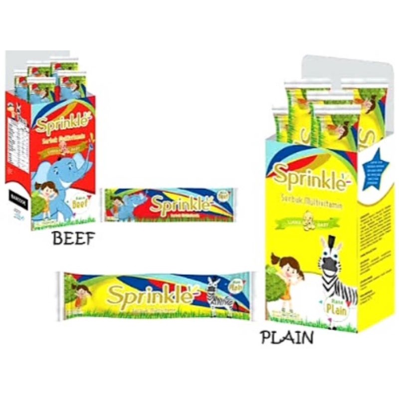 

sprinkle multivitamin box isi 5 sachet @ 5 gram rasa plain / beef