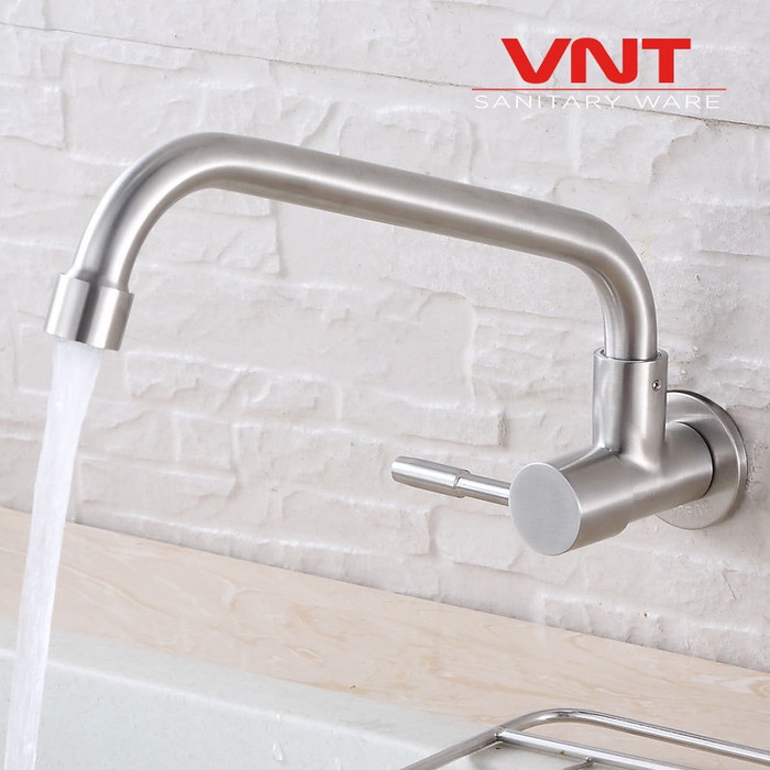 VNT Keran Cuci Piring Leher Bebek Stainless SUS304 Kran Air Sink Dapur Tembok