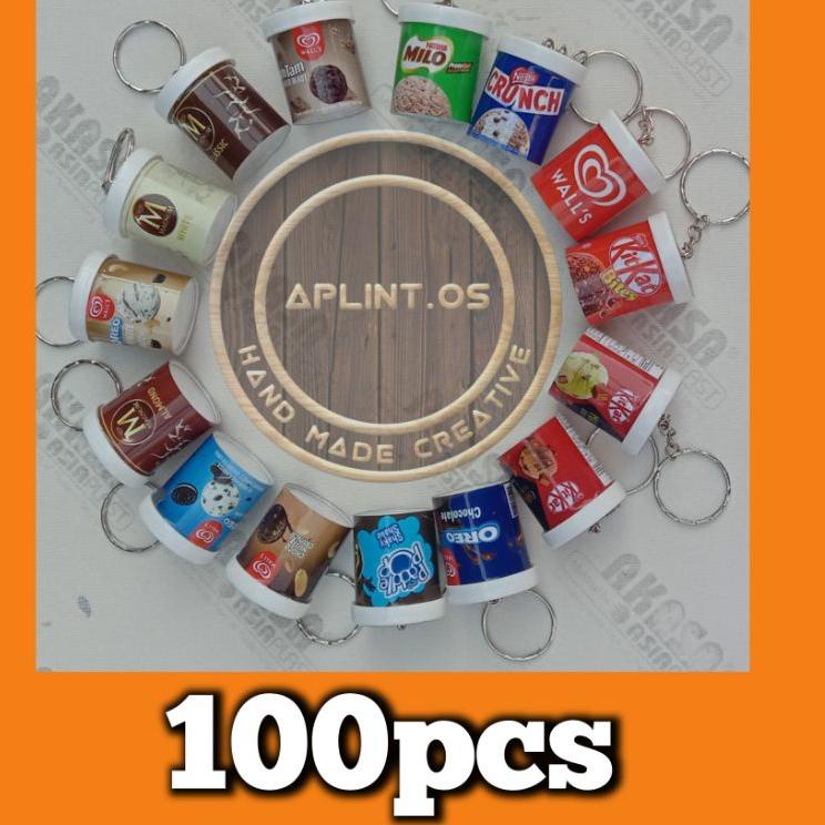 Baru Atk34 100 pcs Gantungan Kunci miniatur snack es krim cup ,.,.,.,.,.,