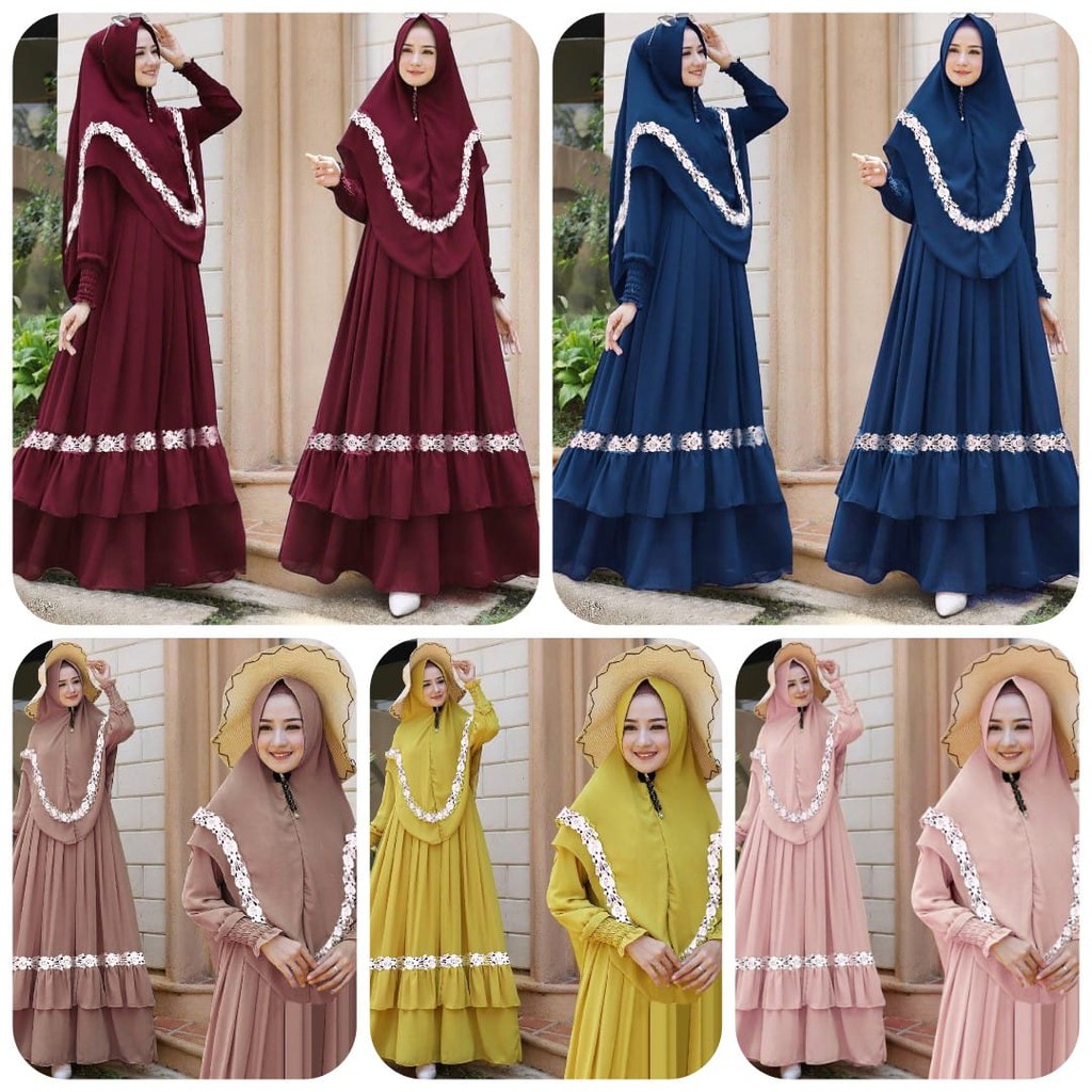 Baju Gamis Wanita Terbaru 2022 Remaja Kekinian Lebaran Gamis Dress Muslim Busui Jumbo Ld 108 Fitt XL