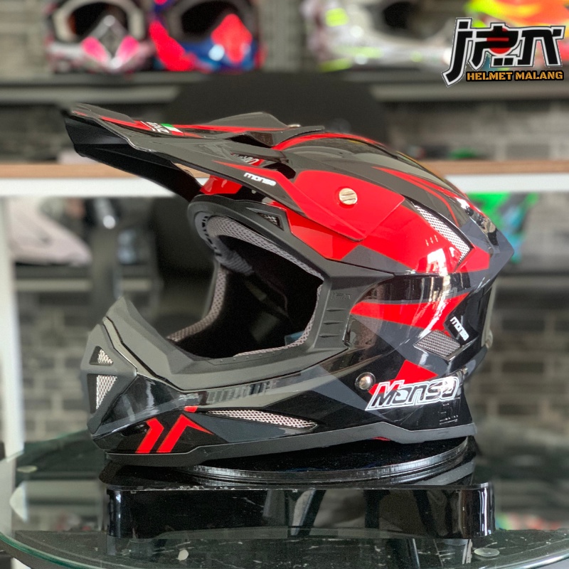 HELM CROSS MOTOR TRAIL JPN MONSA SNI PREMIUM MOTIF LIGHTLINE