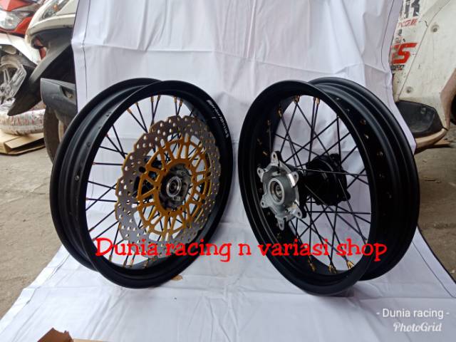 Paketan Velg CRF 150 Velg Supermoto ring 17 CRF khusus Piringan depan Lebar Tromol Ori CRF