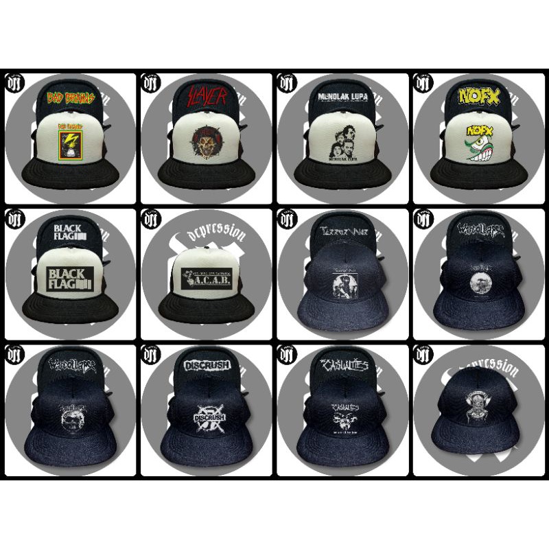 TOPI TRUCKER / TRUCKER HAT / JARING / SNAPBACK BOOTLAG BAND PUNK / METAL / HARDCORE / UNDERGROUND 00
