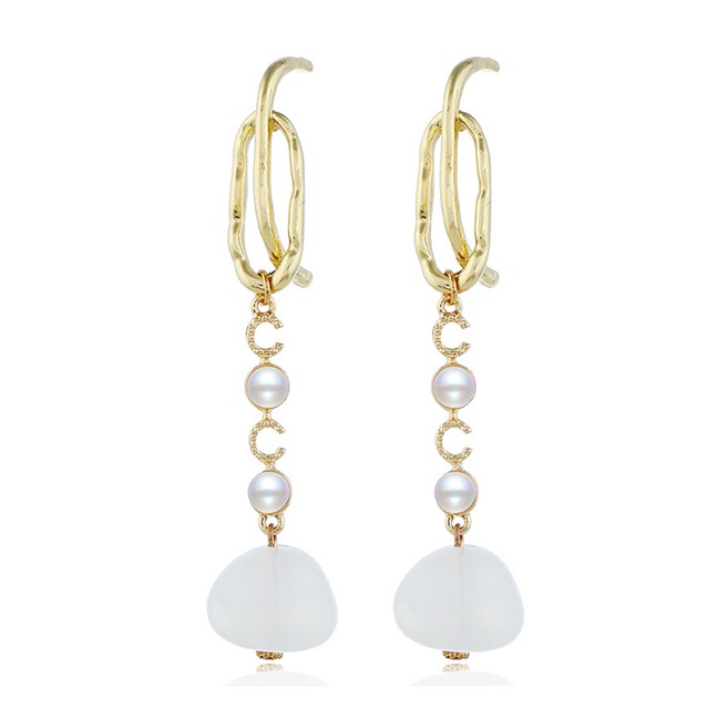 LRC Anting Tusuk Fashion Alloy Pearl Earrings F6720X