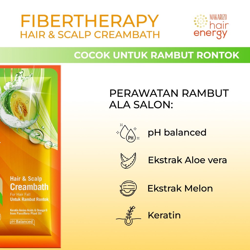 PAKET ISI 12 - Makarizo Hair Energy Fibertherapy Hair & Scalp Creambath Aloe & Melon 30 mL-4