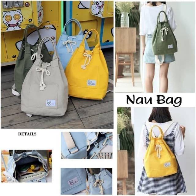 Korean Canvas String Backpack/ Tas Ransel Kanvas Korea Serut Backpack