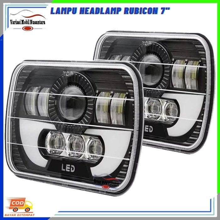 Lampu Headlamp Hadlamp Depan Utama Kotak Sorot Variasi Mobil Jeep Rubicon 12 Volt