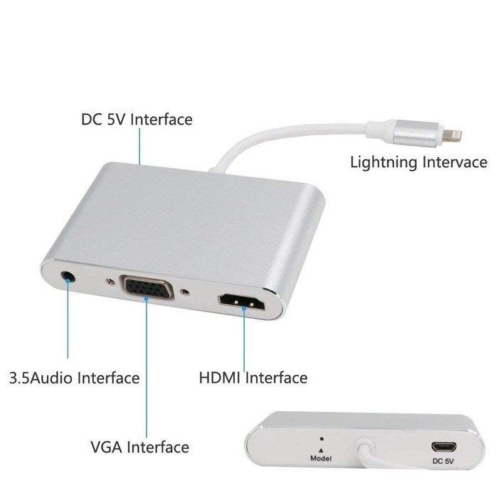 Converter Lightning To HDMI VGA Audio Iphone To HDMI VGA Adapter