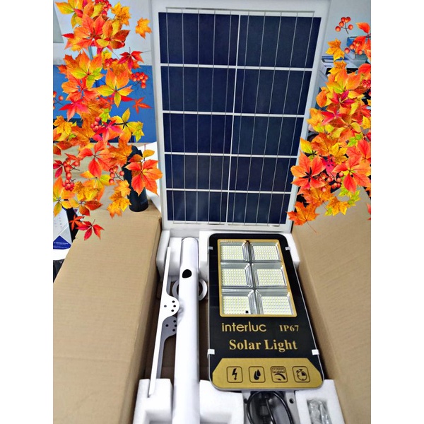 INTERLUC IP 67 Solar + LED Street Light  300 Watt 6500K Water Proof  / Lampu Solar Jalan  / Led Surya / Sinar Matahari / Lampu Penerangan Jalan Umum