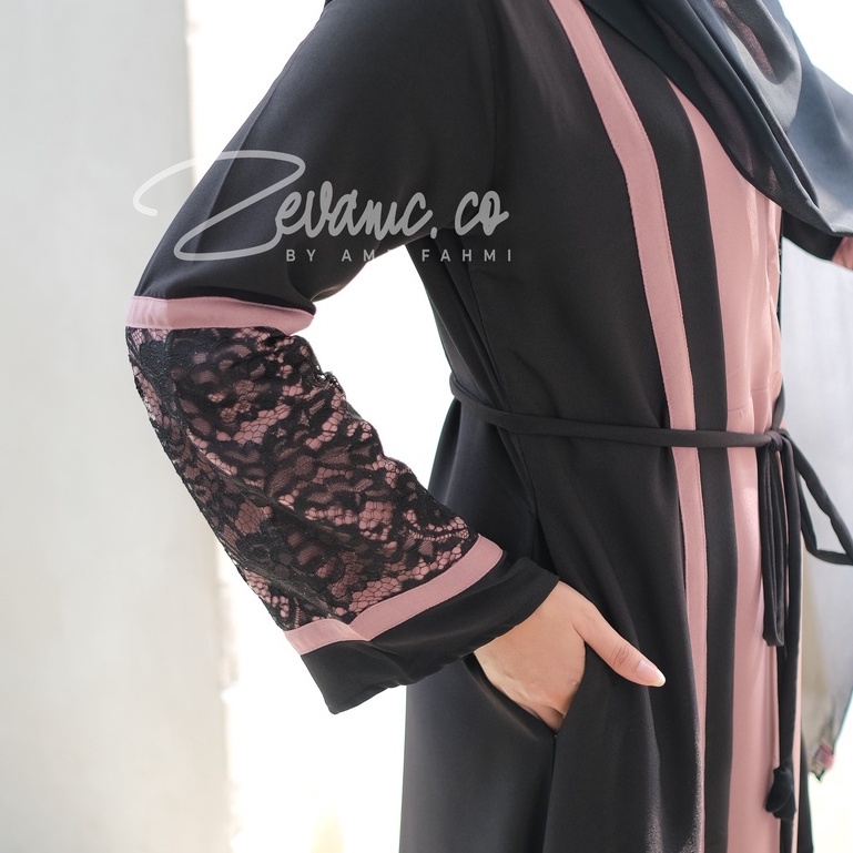 Reysha Abaya Maxi Dress Motif Renda Dikerjakan Oleh Tenaga Ahli 100% Ori Dan Realpict, Exclusive Fashion Gamis Muslim Dengan Desain Outer Aksen Brukat Diatur Bisa COD-4