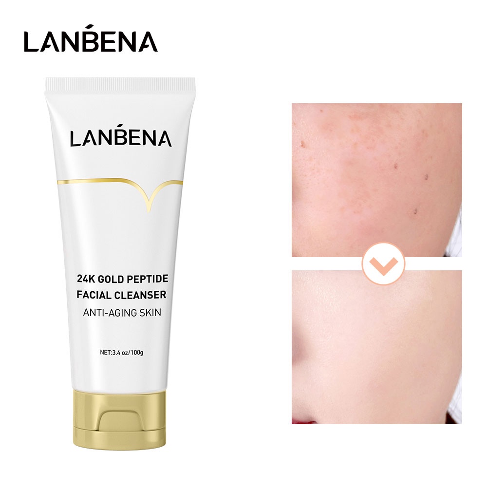 LANBENA 24k Gold Peptide Facial Cleanser Face Skin Care Wash Anti-Aging Oil Control Fades skin spots Face Cream Foam