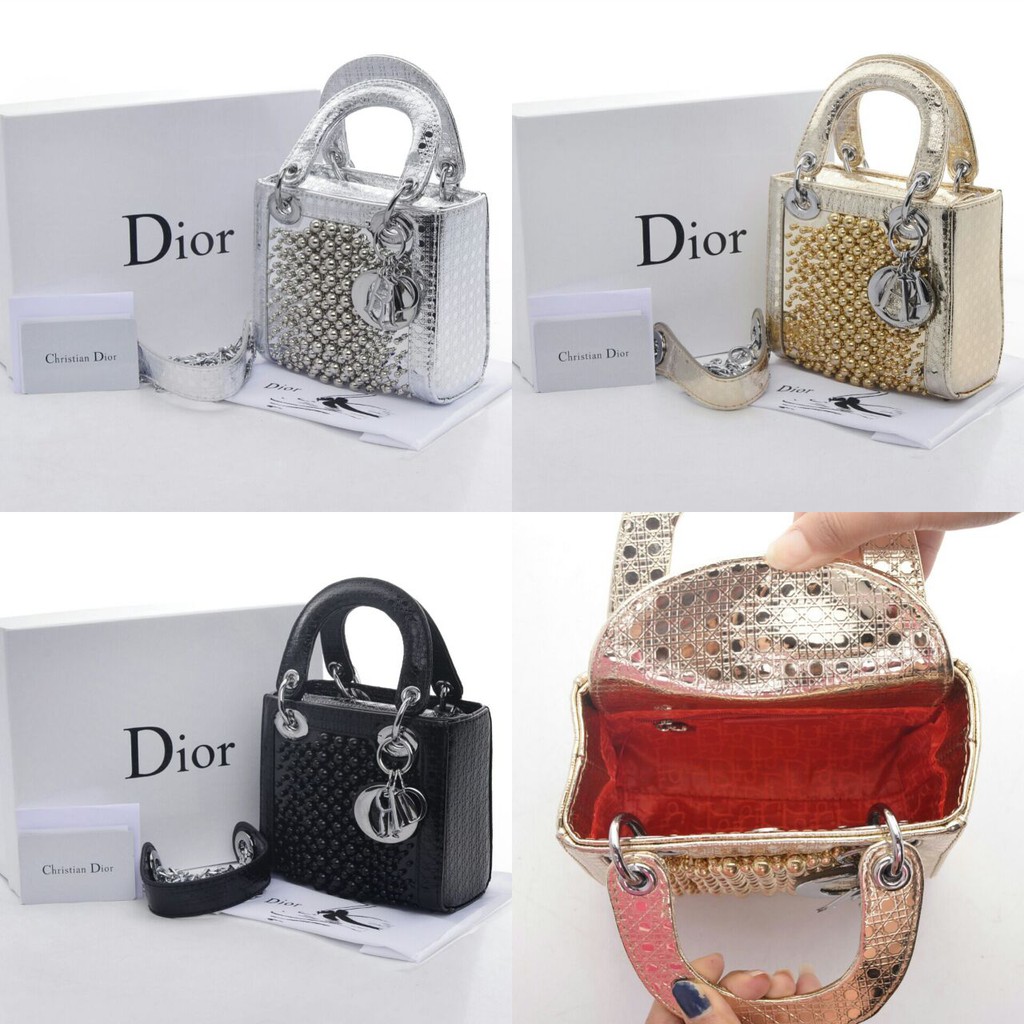 Tas Dior Lady Mini Stud Pearly Semi Premium Box 6067