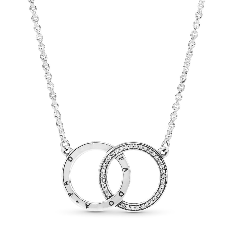Kalung Rantai Klavikula Liontin Hati Lingkaran Berlian Imitasi Bahan 925 Silver Untuk Wanita