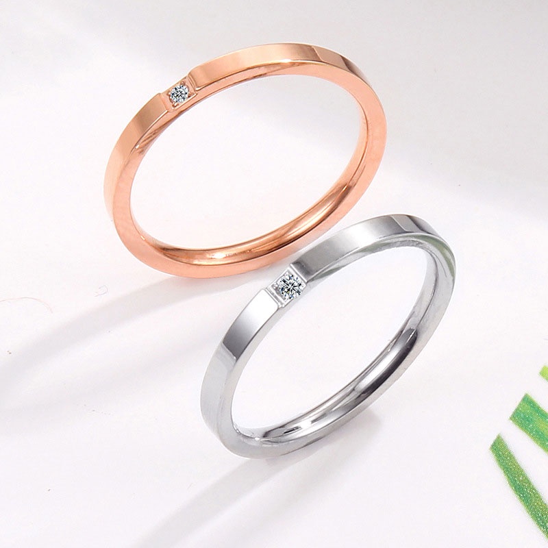 Perak / Emas Mawar / Cincin Ekor Titanium Berlian Sederhana Fashion Pria Wanita Rings-Won