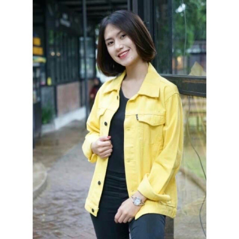 Jaket Jeans Boy Friend / Jaket Jeans Oversize Wanita BEST SELLER-Kuning