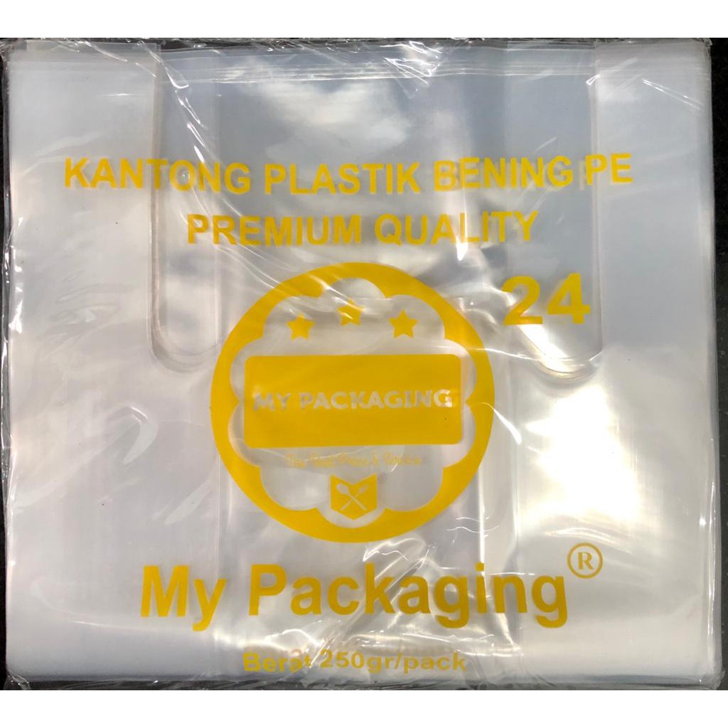 Kantong 24 plastik BENING PE TEBAL 24cm - 250Gr/pack isi 22 pcs Kresek Transparan Tebal