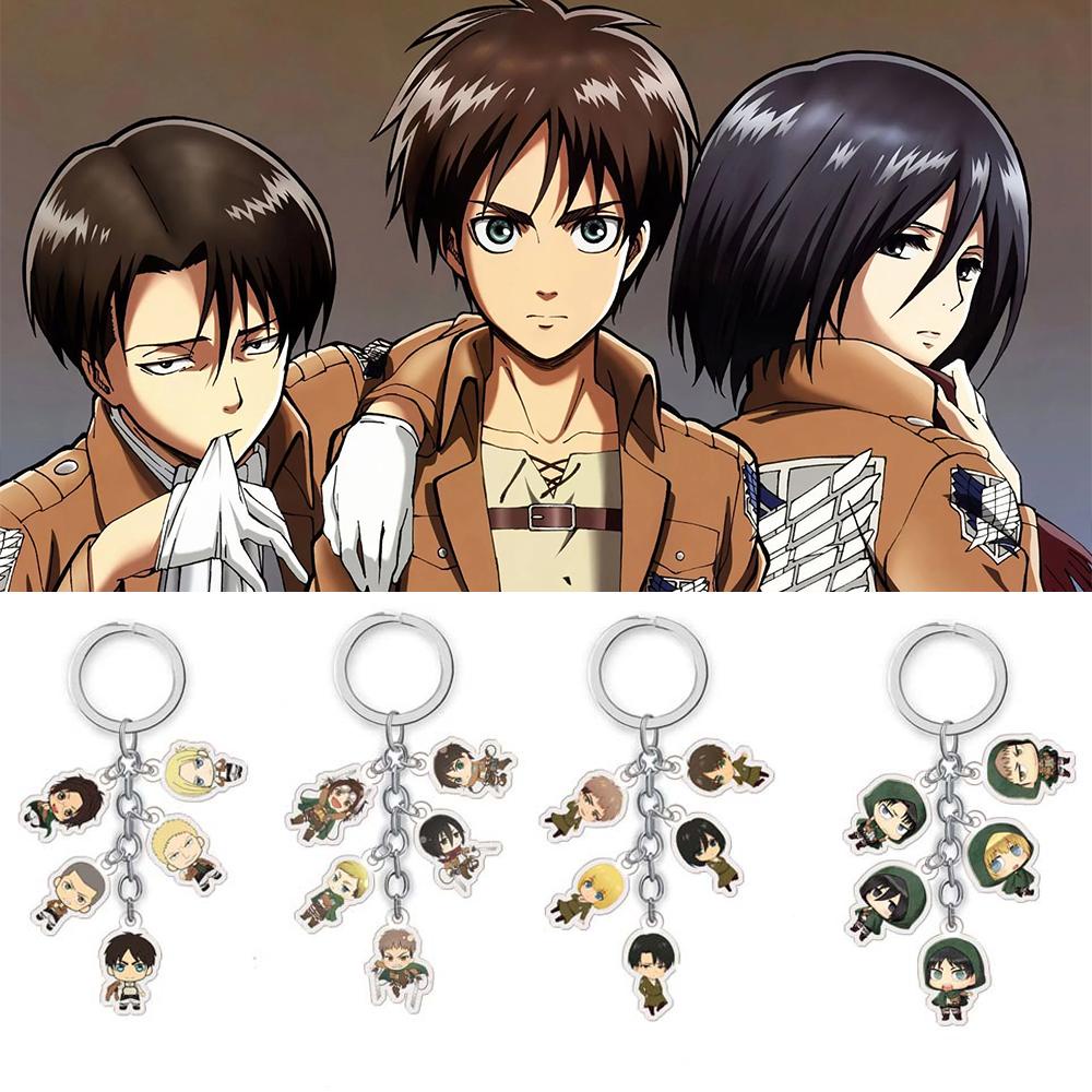 【 ELEGANT 】 Gantungan Kunci Anime Kartun Manis Acrylic Shingeki no Kyojin Attack On Titan Keychain