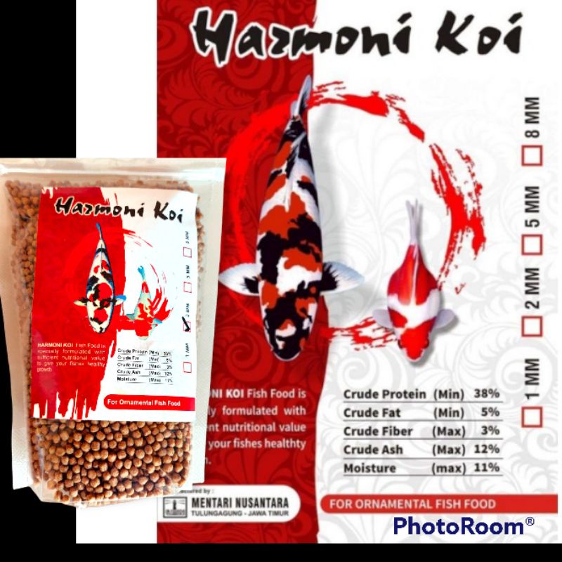 Harmoni Koi Fish Food Butiran 2mm 250gr Apung Makanan Ikan koi Pakan Ikan koi