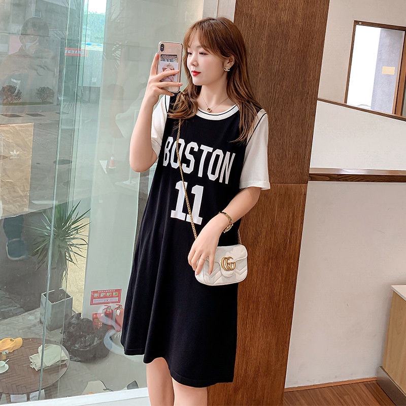 #Sisjuly# Plus Ukuran Wanita Pakaian Lengan Pendek RajutanTT-shirt Rok2022Musim Panas Baru Gaya Lemak Adik