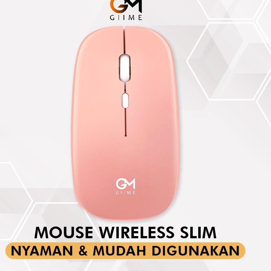 ♠ Giime.Id - Mouse Wireless Slim Ultra Ergonomis Silent Click Nyaman Digunakan Original Impor Garans