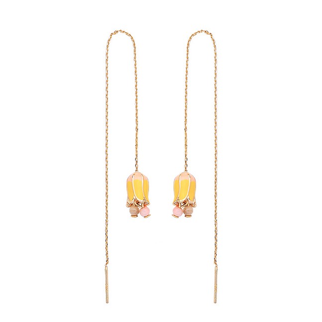 LRC Anting Tusuk Fashion S925 Silver Needle Drip Flower Earrings F5785X