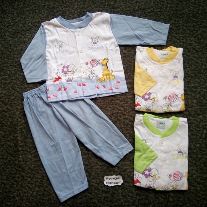 Setelan Baju Panjang Piyama Bayi Anak Kuzuka Baju Tidur 12-18bln