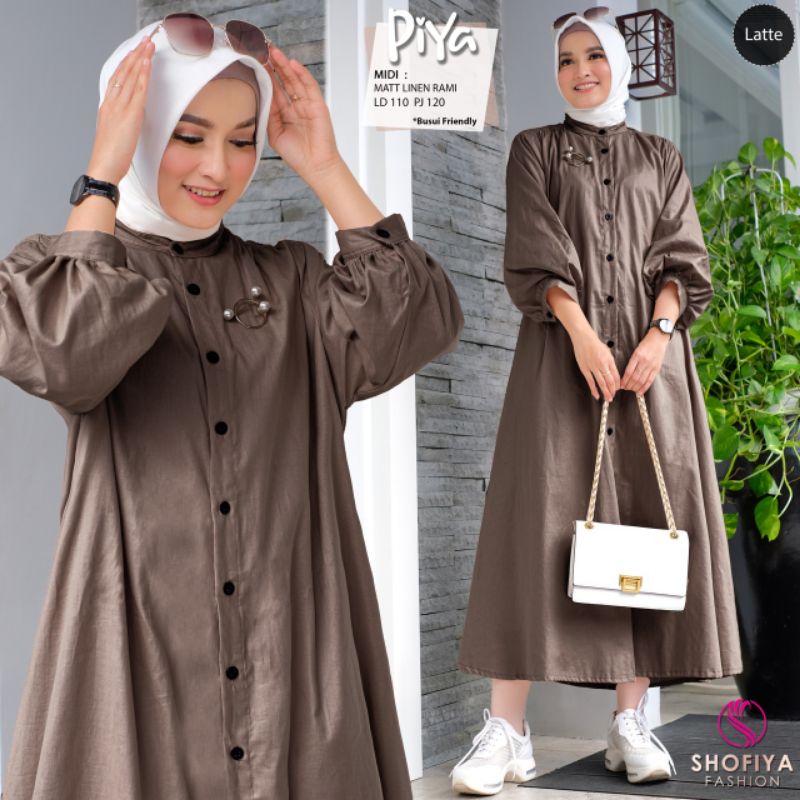 (NEW) MIDI DRESS WANITA FASHION MUSLIM //PIYA MIDI BY SHOFIYA SOLO